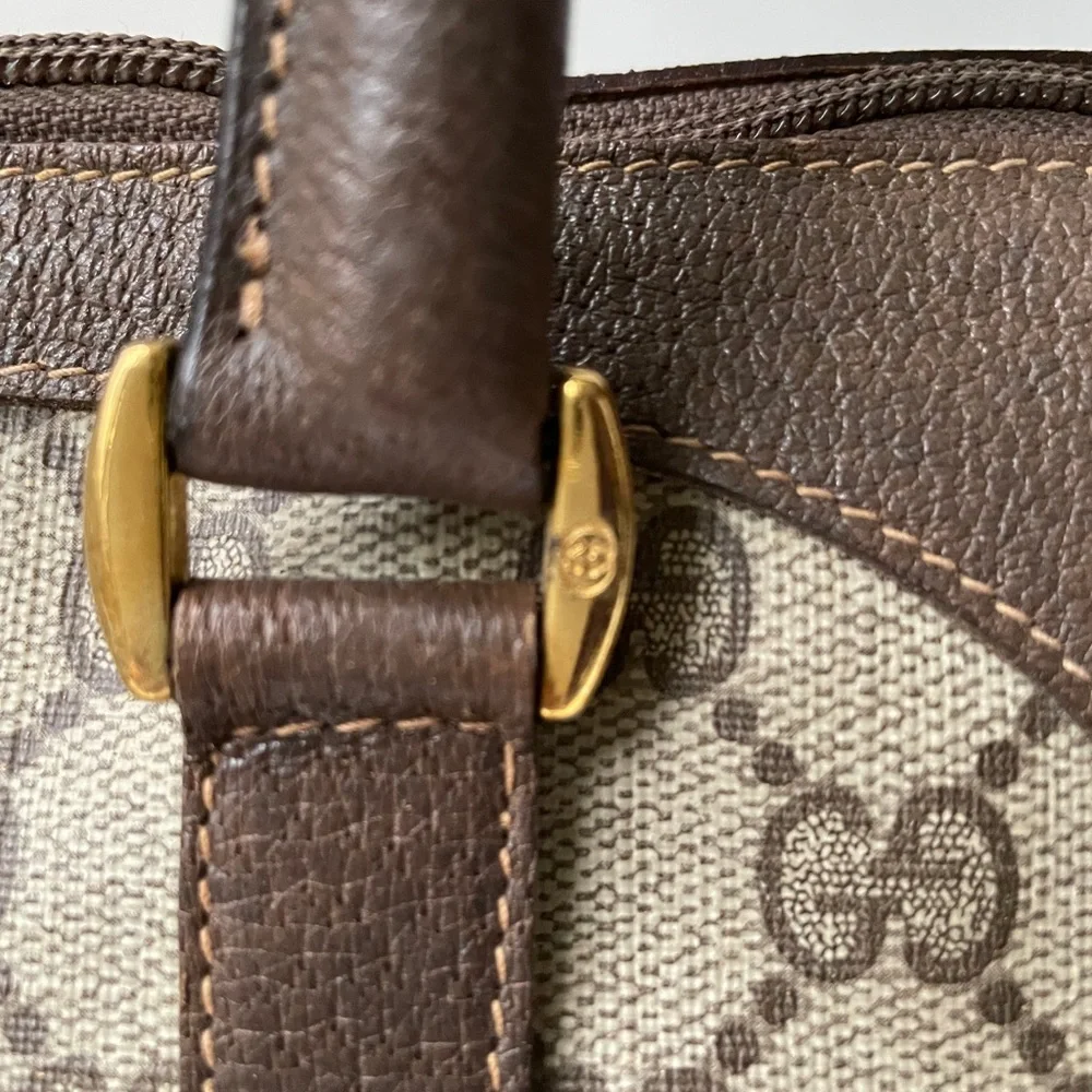 Authentic Vintage Gucci Boston Brown GG Coated Canvas Satchel - Picture 3 of 14